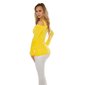 Elegant long-sleeved shirt long shirt rhinestone look yellow