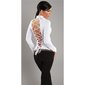 Elegant long-sleeved blouse with lacing white