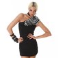 Elegant one-shoulder mini dress with bloom black
