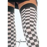 Sexy Leg Avenue nylon chequered pattern thigh-high stockings black/white