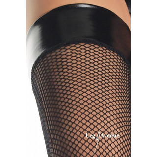 Sexy Leg Avenue fishnet stockings with latex top black