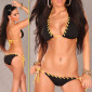 Sexy halterneck bikini beachwear black-yellow UK 12 (L)